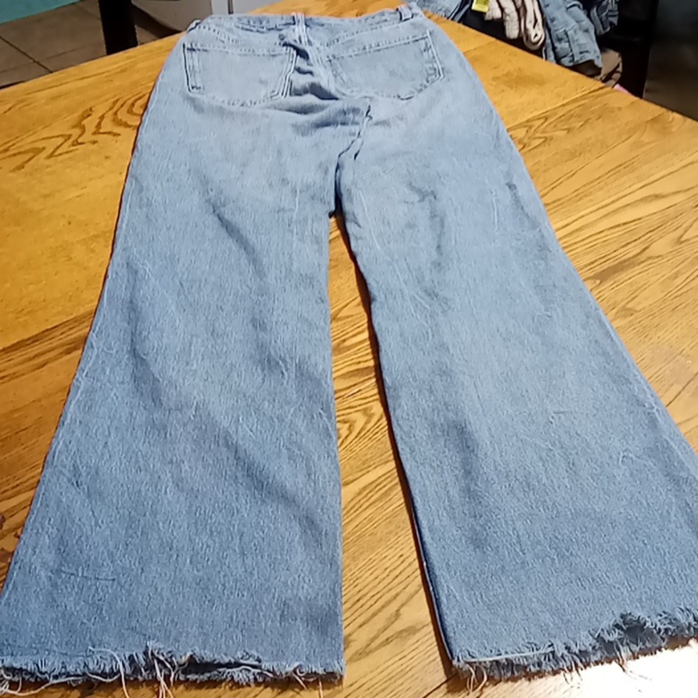ZARA Jeans Womens 2 Flare Flared Blue Denim Pants Casual Work Spring Summer - Picture 8 of 8